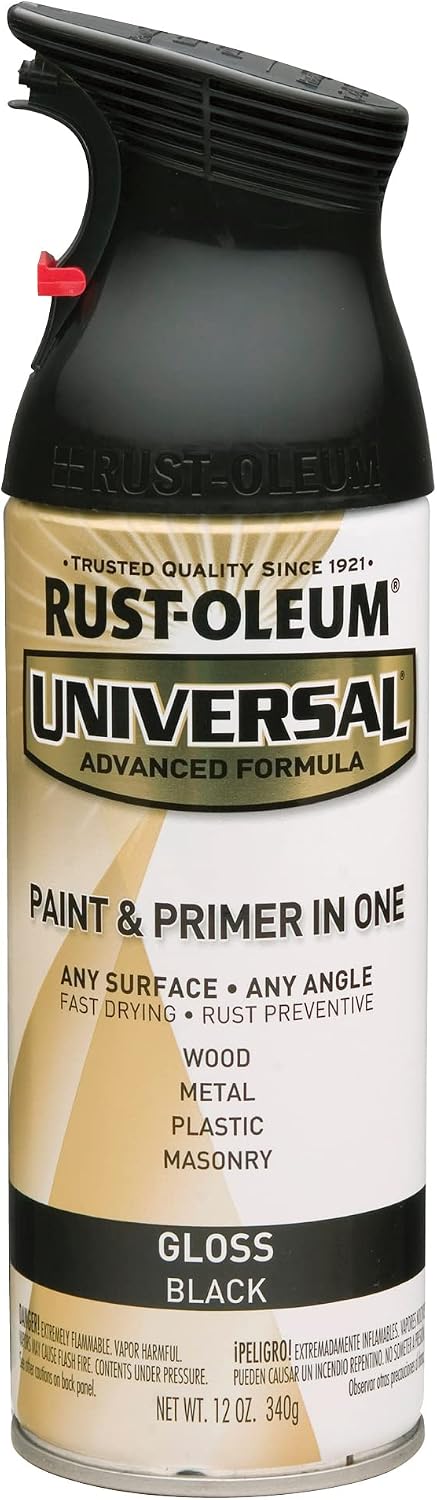 Rust-Oleum Universal Premium Gloss Spray Paint - 12 Ounce, Gloss Black - Image 1