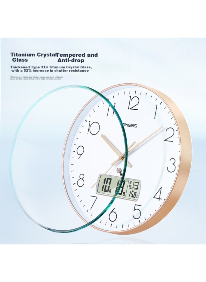 Timess Radio-Controlled Automatic Timekeeping Wall Clock Living Room Clock New Temperature Calendar Clock Wall-Mounted 30Cm - Image 3