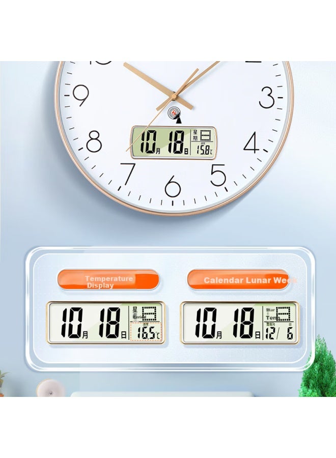 Timess Radio-Controlled Automatic Timekeeping Wall Clock Living Room Clock New Temperature Calendar Clock Wall-Mounted 30Cm - Image 2
