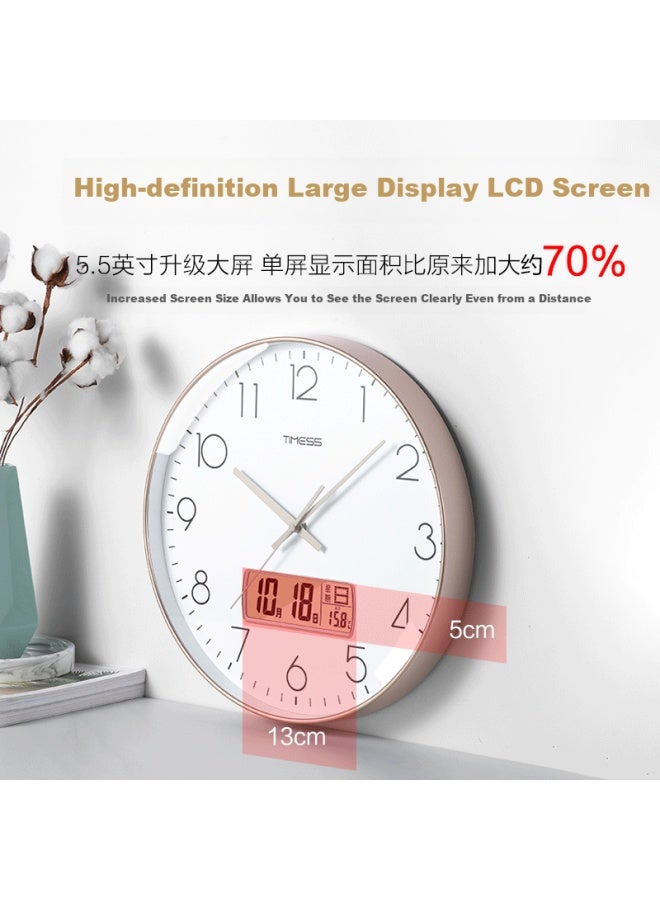 Timess Radio-Controlled Automatic Timekeeping Wall Clock Living Room Clock New Temperature Calendar Clock Wall-Mounted 30Cm - Image 1