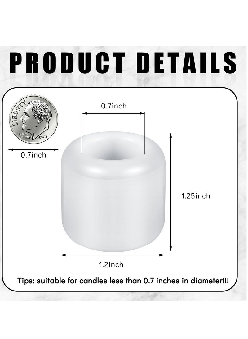 سيوسي مجموعة من 20 حامل شموع من السيراميك، بقطر 0.7 بوصة، باللون الأبيض الصغير، تستخدم لمركز الطاولة والصلاة وديكور الزفاف في غرفة الطعام. - Image 2