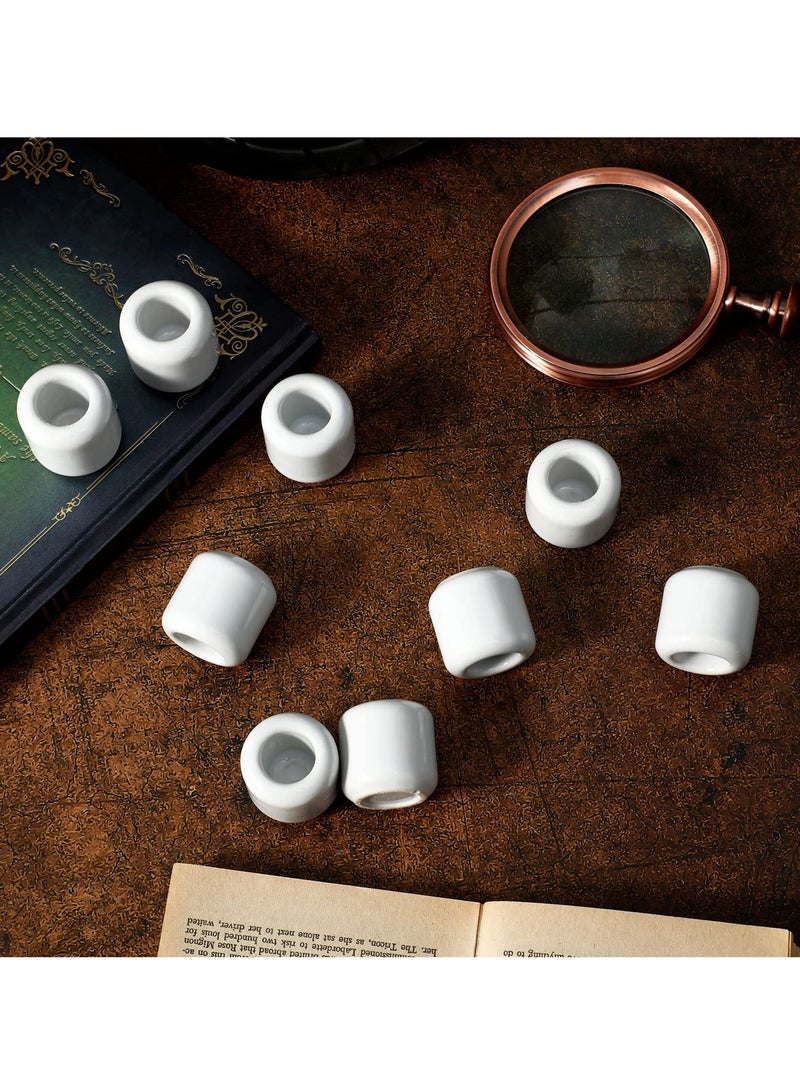 سيوسي مجموعة من 20 حامل شموع من السيراميك، بقطر 0.7 بوصة، باللون الأبيض الصغير، تستخدم لمركز الطاولة والصلاة وديكور الزفاف في غرفة الطعام. - Image 4