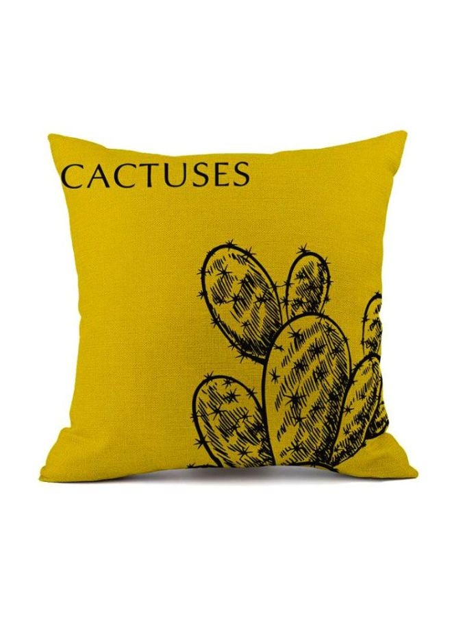 غطاء وسادة بطبعة صبار أصفر/أسود 45x45سم