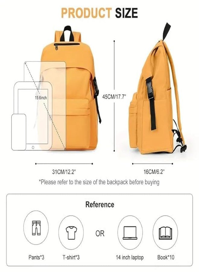 MUCHOVA Classic Look Backpack For College Women School Bag For Teen Girls Solid Pattern Current Design Bag For Ladies (Yellow) - Image 4