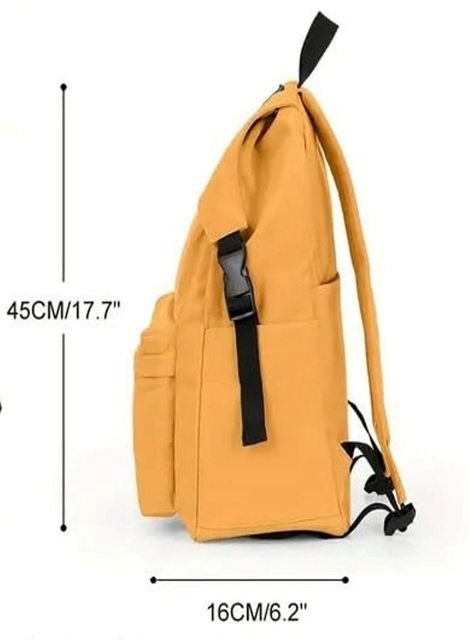 MUCHOVA Classic Look Backpack For College Women School Bag For Teen Girls Solid Pattern Current Design Bag For Ladies (Yellow) - Image 5