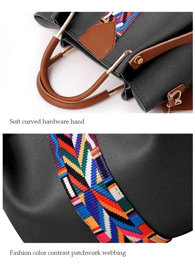 DUNISO 4 Pieces of Women's handbag set, large capacity shoulder bag, fashionable leather tote bag, with crossbody bag, wallet,card bag, suitable for shopping, work, dating, travel  - Image 5