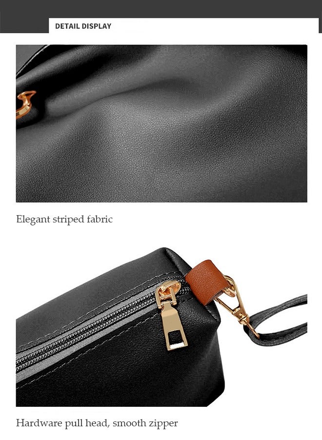 DUNISO 4 Pieces of Women's handbag set, large capacity shoulder bag, fashionable leather tote bag, with crossbody bag, wallet,card bag, suitable for shopping, work, dating, travel  - Image 4
