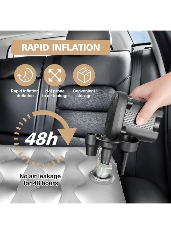 GGEROU - SUV Air Mattress,Thickened and Double Car Air Mattress Sided Flocking Travel Inflatable Car Mattress with Air Pump,Pillows & Fill Piers, Car Sleeping Bed,Grey 135*80cm - Image 1