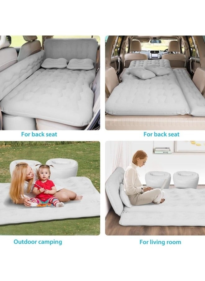 GGEROU - SUV Air Mattress,Thickened and Double Car Air Mattress Sided Flocking Travel Inflatable Car Mattress with Air Pump,Pillows & Fill Piers, Car Sleeping Bed,Grey 135*80cm - Image 1