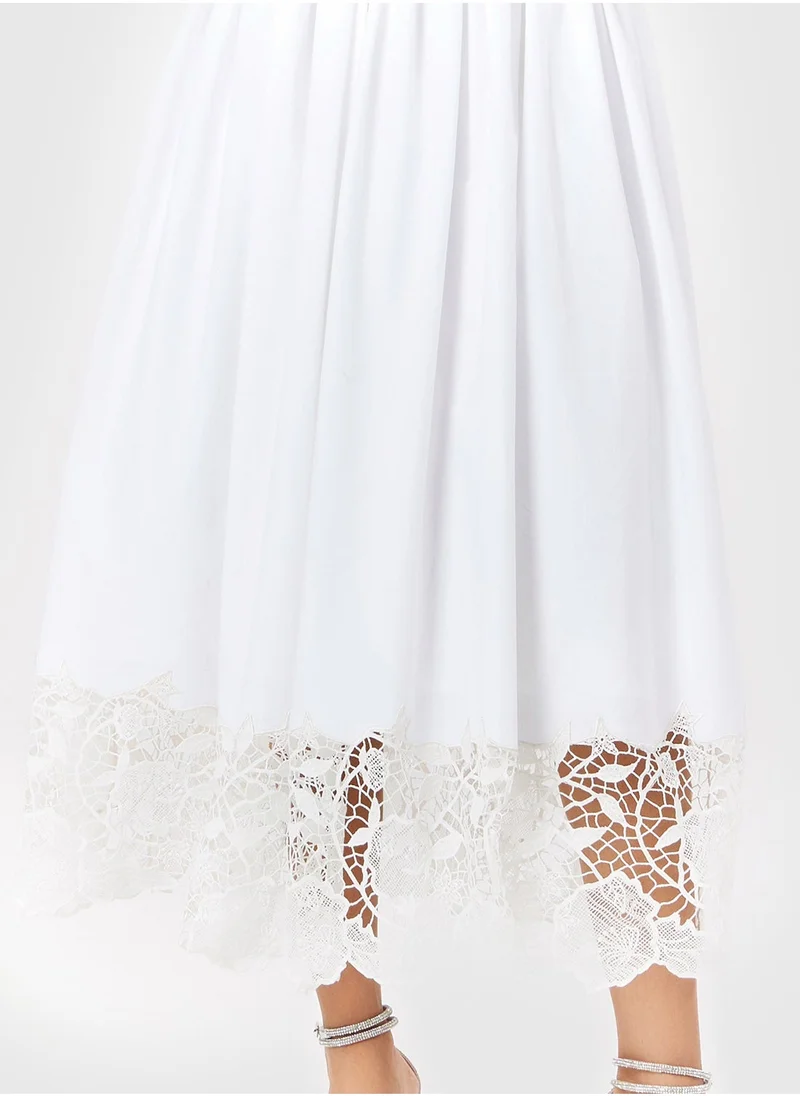 Threadz by Ajooni Denim Top White Dress