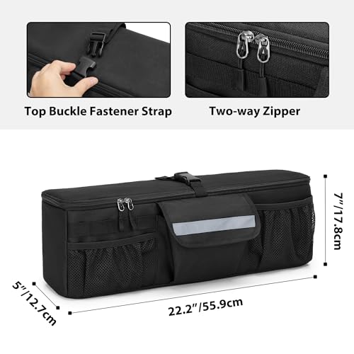 GRAOSO Car Trunk Organizer Compatible with Toyota FJ Cruiser 2007-2021, Rear Storage Bag with 3 Pieces of 1.5” Wide Hook&Loop Tapes, 2 Adjustable Hanging Loops, Multiple Pockets, Black - Image 5