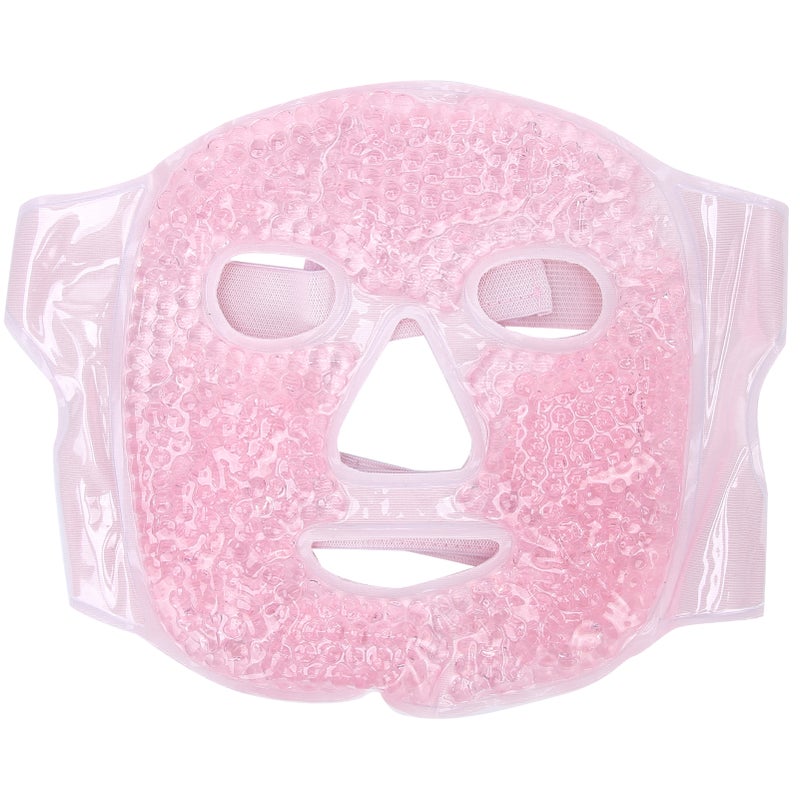 Reusable Gel Beads Face Mask: Glycerine Filled Soft Composite Fabric - Dual Hot Cold Compress Adjustable Elastic Strap for Daily Facial Spa, Home Relaxation - Image 1