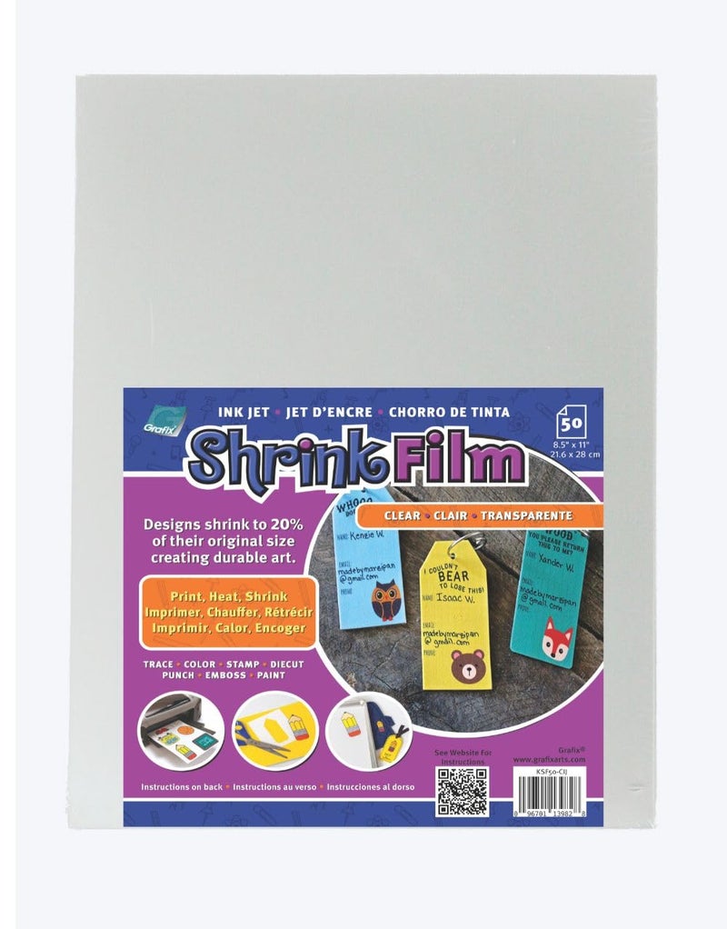 Grafix Shrink Film 85x11 Sheets Design Your Art and Shrink It to Create Jewelry Embellishments Paper Crafts Gift Tags Ornaments and More