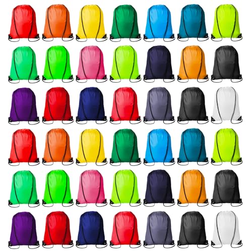 Topspeeder 42 Pcs Drawstring Backpack Bags Sack Pack Cinch Tote Sport Storage Polyester Bag for Gym Traveling（20 Colors） - Image 1