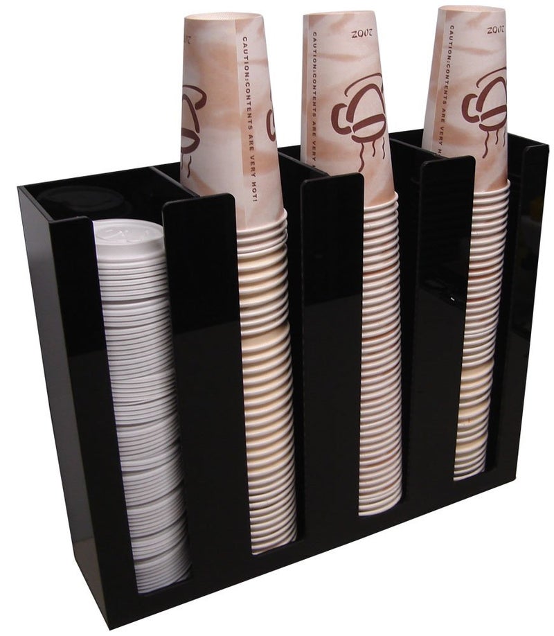 RCS Plastics 4 Sl Cup Lid Holder Dispenser Organizer Coffee Cup Caddy Organize Your Coffee Counter with Style 6006