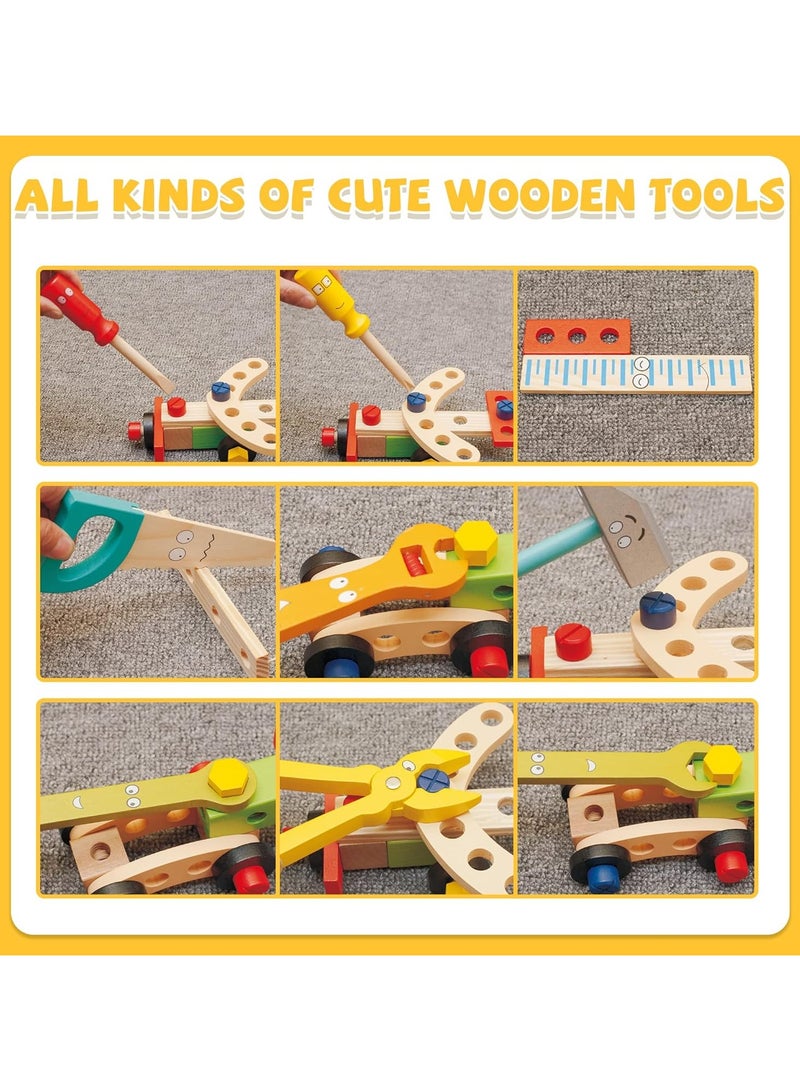 Tool Kit for Kids, Wooden Tool Box with Building Toy Set Creative DIY Educational Construction (Pack of 33) - Image 3