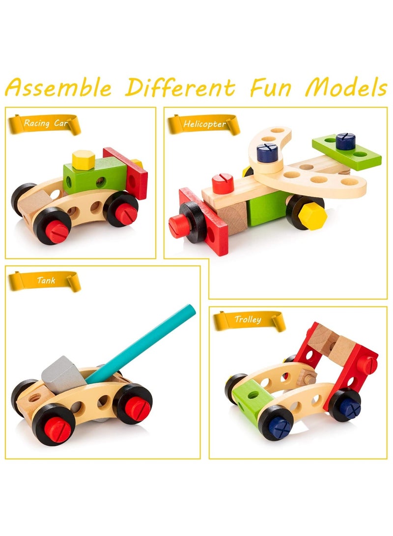 Tool Kit for Kids, Wooden Tool Box with Building Toy Set Creative DIY Educational Construction (Pack of 33) - Image 4