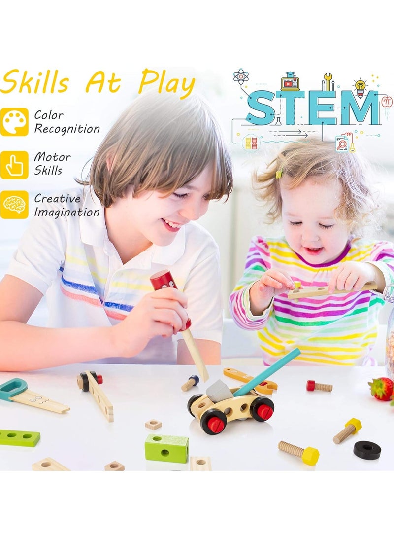 Tool Kit for Kids, Wooden Tool Box with Building Toy Set Creative DIY Educational Construction (Pack of 33) - Image 5