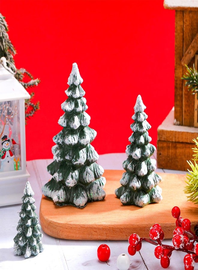 Barydat مجموعة أشجار الصنوبر لقرية عيد الميلاد من باريدات، 6 قطع، 3 أحجام، تماثيل صنوبر شتوية، تماثيل من الراتنج، أشجار صنوبر مغطاة بالثلج والصقيع، تماثيل صنوبر للقرى، قطع مركزية للموقد، زينة سطح الطاولة - Image 3