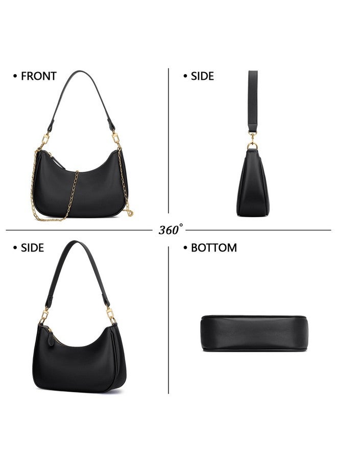 KKXIU Shoulder Bag for Women Cute Hobo and Tote Handbags Retro Clutch Underarm Purse with 2 Removable Straps (Black) - Image 4