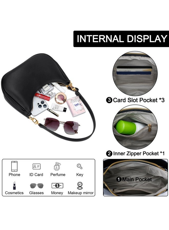 KKXIU Shoulder Bag for Women Cute Hobo and Tote Handbags Retro Clutch Underarm Purse with 2 Removable Straps (Black) - Image 3