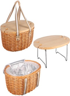 Yatai Wicker Picnic Basket,Traditional Wicker Basket With Foldable Glass Holding Table, Insulated Food Storage Willow Basket, Rattan Fruit Basket With Handle, Picnic Essential For Camping, Travelling - pzsku/Z751228C19373DA621EE4Z/45/_/1716818656/529d94e9-ca99-45d0-b7b7-2d145a6e58d7