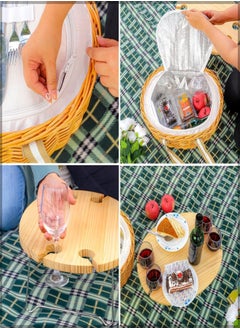 Yatai Wicker Picnic Basket,Traditional Wicker Basket With Foldable Glass Holding Table, Insulated Food Storage Willow Basket, Rattan Fruit Basket With Handle, Picnic Essential For Camping, Travelling - pzsku/Z751228C19373DA621EE4Z/45/_/1716818657/69fa3477-4e41-43bf-93eb-47da3b35972c