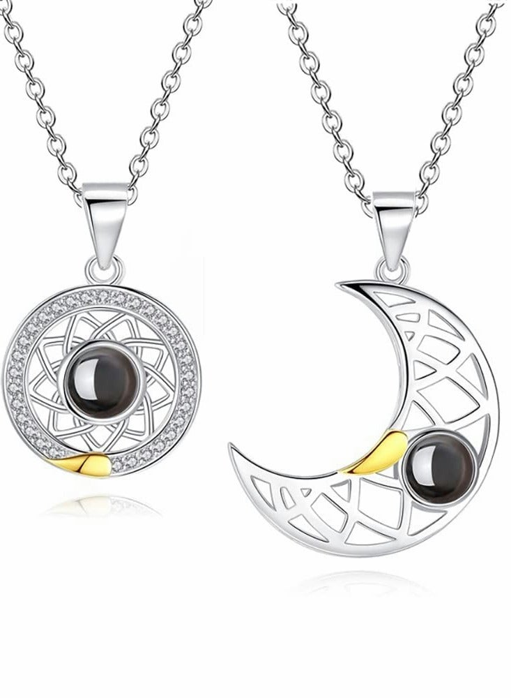 Excefore Two Souls One Heart Pendant Necklaces for Couple, Wishing Stone Creative Magnet Couples Necklace - Image 1