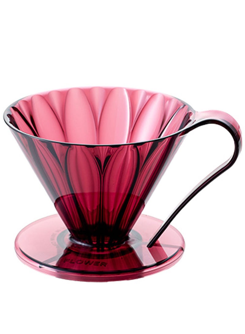 CAFEC Tritan cone shaped flower dripper 4cup clear wine red