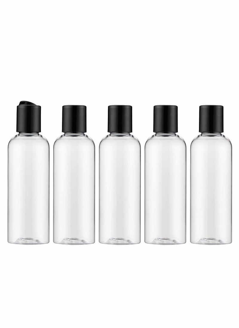 SYOSI - 8oz Clear Plastic Empty Travel Bottles with Disc Top Flip Cap, BPA-Free Squeeze Containers for Shampoo, Lotion, Soap, Cream -5 Pcs - Image 1