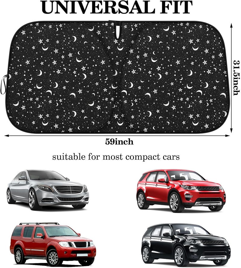 Woanger Windshield Sun Shade Foldable Car Front Window Covers for Car Accessories Sun Heat UV Rays Visor Protector Protection for Universal Cars SUV Truck (Starry Night) - Image 2