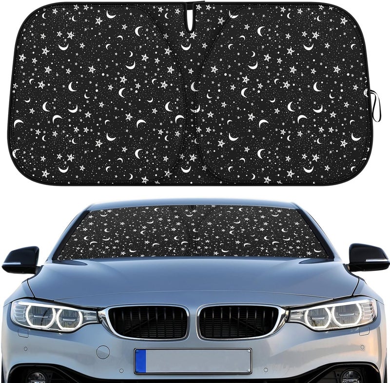 Woanger Windshield Sun Shade Foldable Car Front Window Covers for Car Accessories Sun Heat UV Rays Visor Protector Protection for Universal Cars SUV Truck (Starry Night) - Image 1