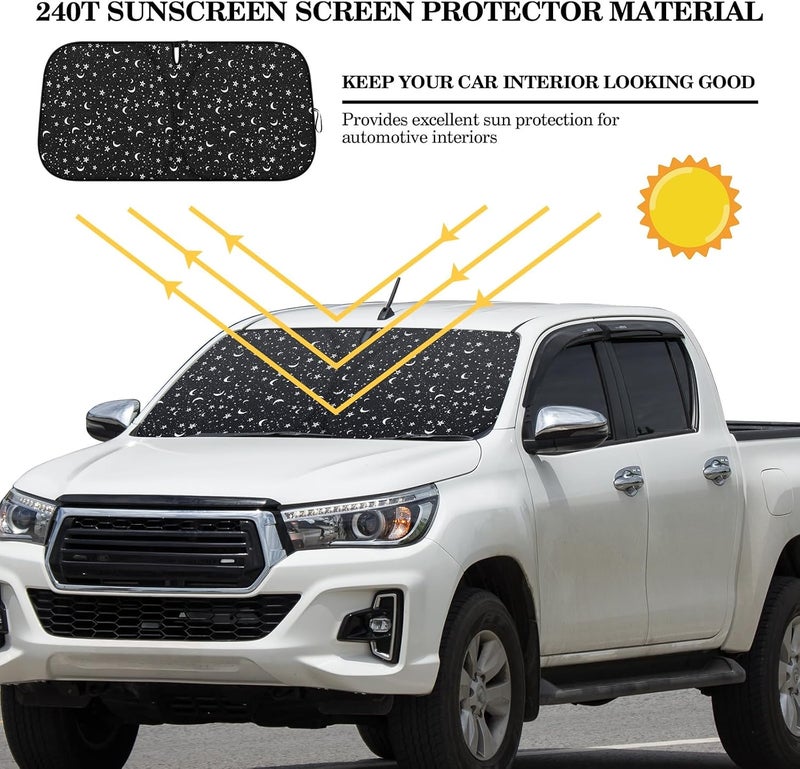 Woanger Windshield Sun Shade Foldable Car Front Window Covers for Car Accessories Sun Heat UV Rays Visor Protector Protection for Universal Cars SUV Truck (Starry Night) - Image 3