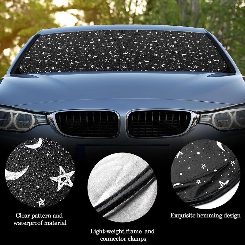 Woanger Windshield Sun Shade Foldable Car Front Window Covers for Car Accessories Sun Heat UV Rays Visor Protector Protection for Universal Cars SUV Truck (Starry Night) - Image 5