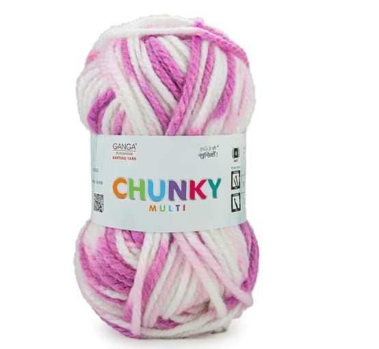 Ganga Chunky Multi Knitting Yarn Thick Chunky Wool mottu 300 gram 1 Ball 100 gram Each Best Used with Needles Crochet Needles Wool Yarn for Knitting Shade no9