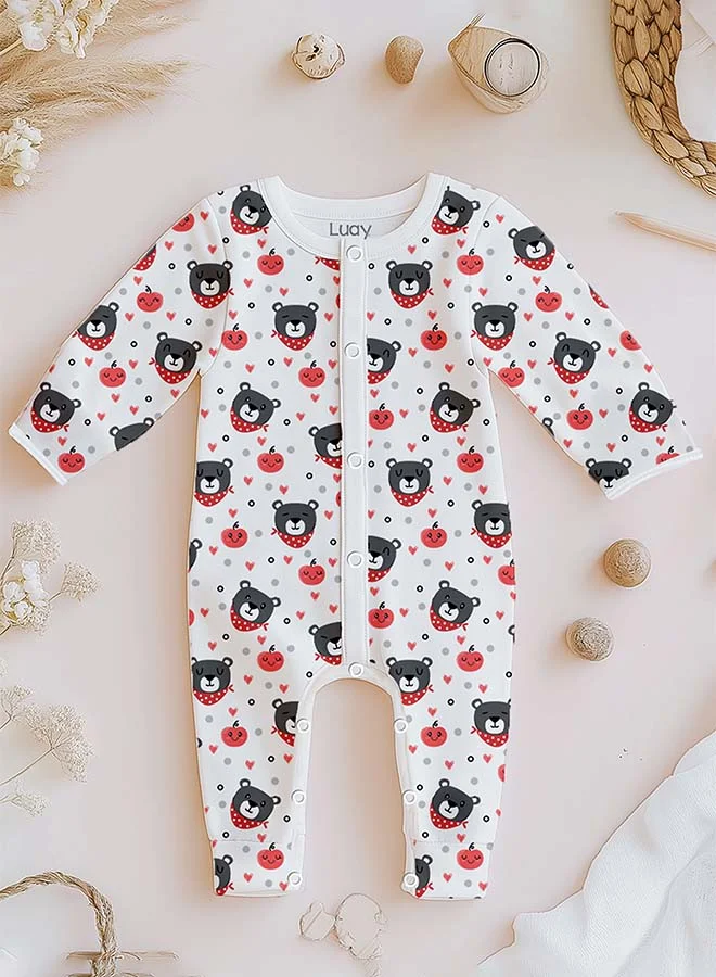 Luay  LUAY 100% Cotton Baby Romper Pack of 3 – Full Sleeve Printed Sleepsuits for Baby Boys & Girls, Soft Breathable Infant Onesies  | Best Price UAE