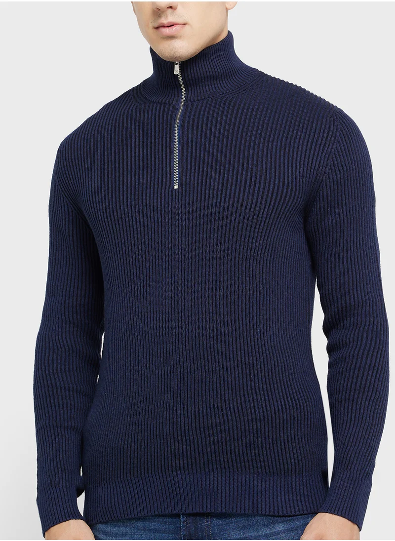 JACK & JONES Half Zip Knitted Sweater