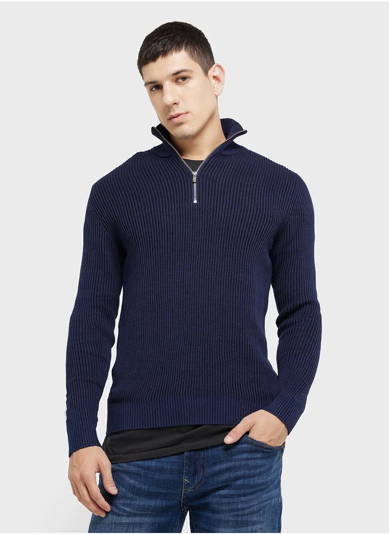 JACK & JONES Half Zip Knitted Sweater