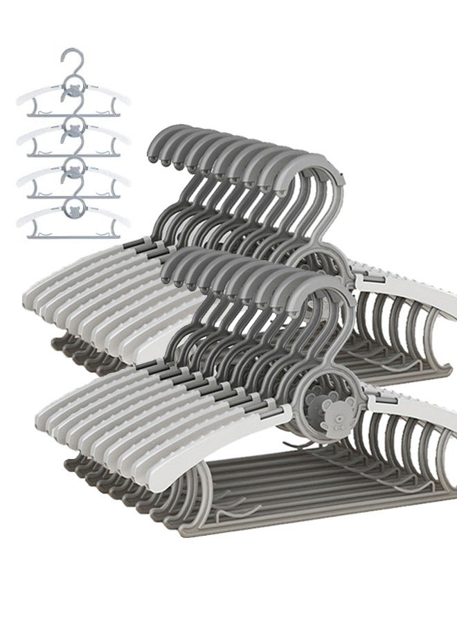 20Pack Baby Closet Hangers Kids Clothes Hangers Adjustable, Extendable 11"-14" Baby Hangers for Kids Child Newborn Toddler Stackable & Space-Saving (Grey) - Image 1