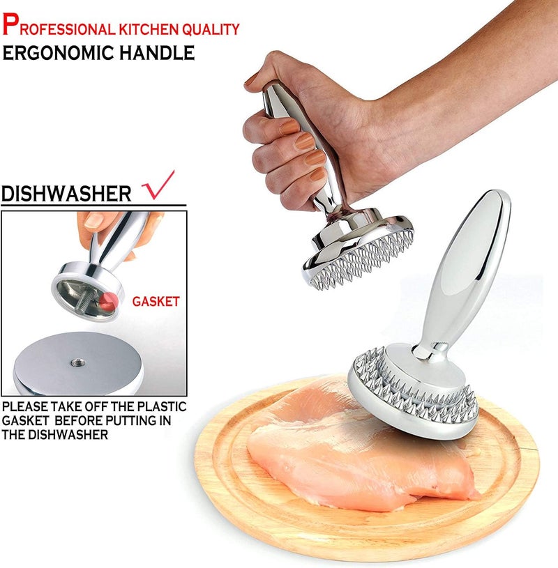 HiCook Reversible Meat Tenderizer and Pounder Dual Sided Meat Tenderizer Mallet Marinating Prep Tool - Image 2