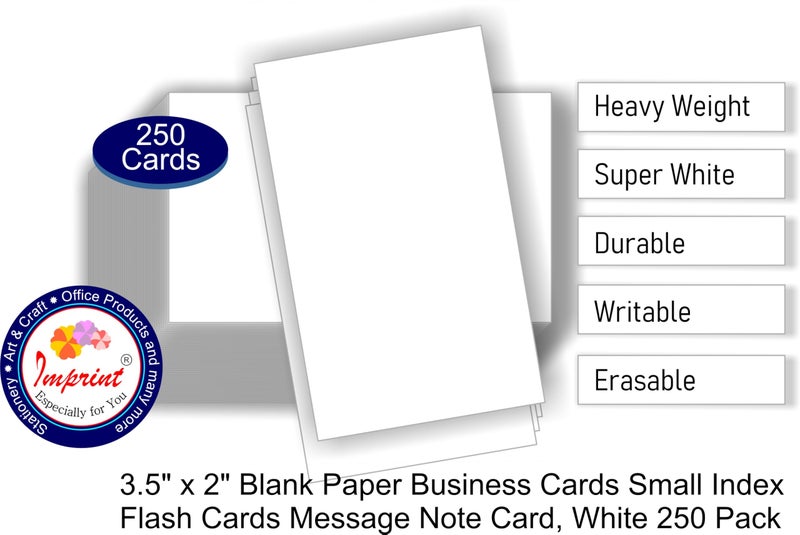 IMPRINT Flash Card White 2 x 3.5 Inches Approx, White Color Sheet (Pack of 250 Flash Cards) - Image 3