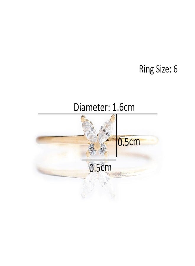 Aaishwarya 18K Gold Plated Waterproof, Anti-Tarnish White Zircon Butterfly Ring | Finger Rings for Women and Girls | Dainty Minimal Accessory | Stylish Jewelry Gift - Image 4