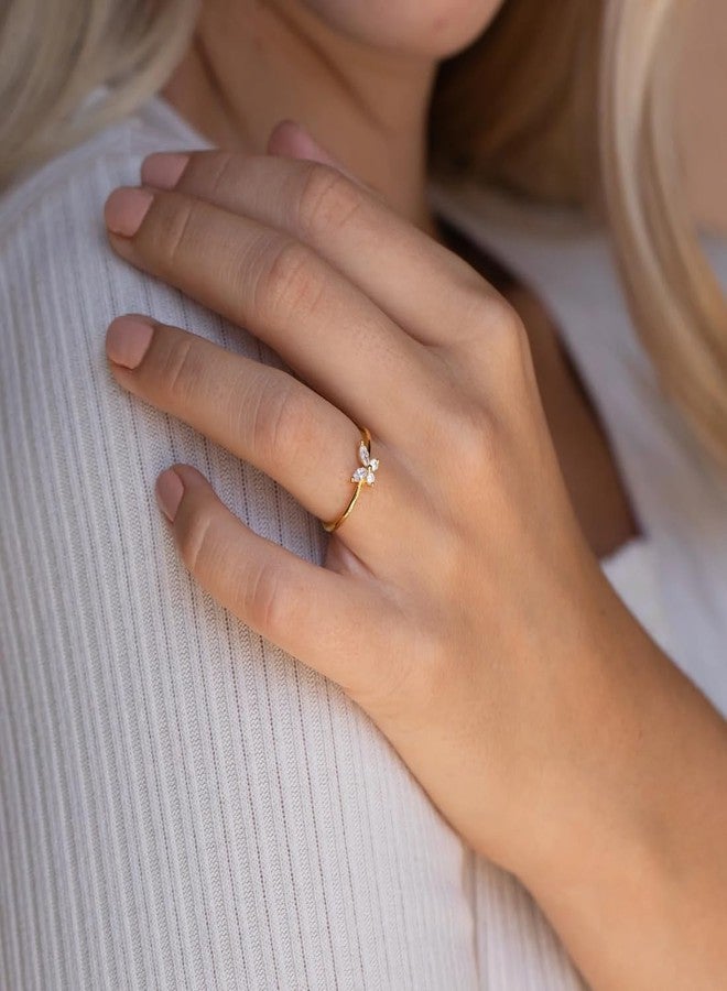 Aaishwarya 18K Gold Plated Waterproof, Anti-Tarnish White Zircon Butterfly Ring | Finger Rings for Women and Girls | Dainty Minimal Accessory | Stylish Jewelry Gift - Image 5