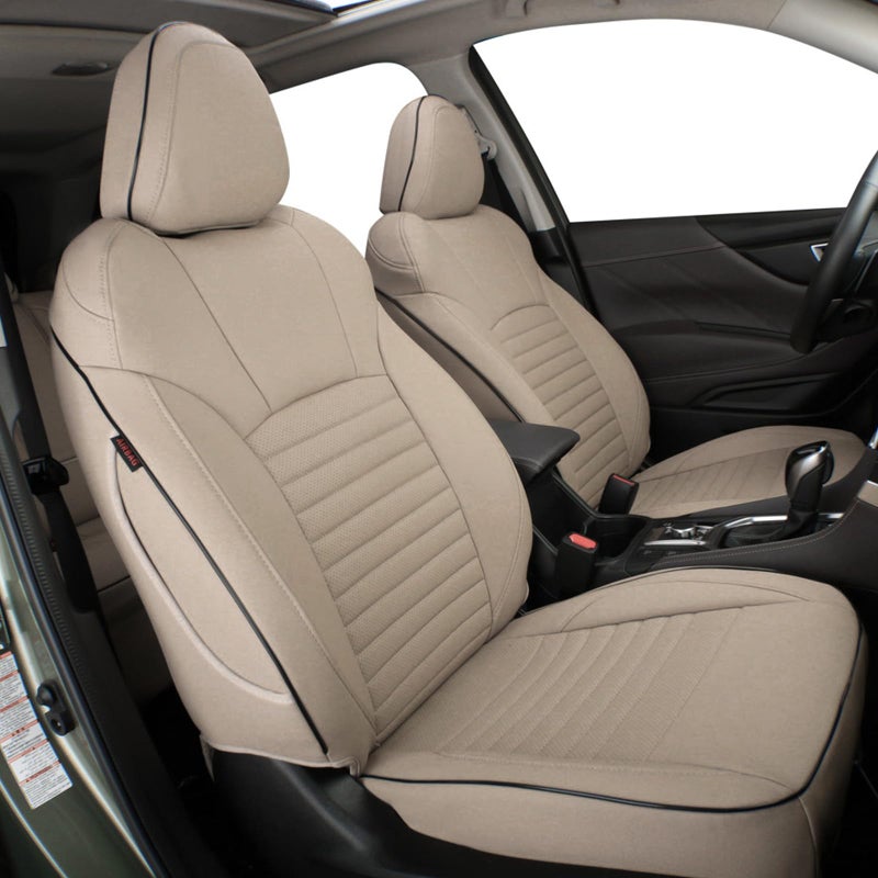 EKR Custom Fit Outback Car Seat Covers for Select Subaru Outback 2015 2016 2017 2018 2019 Leather Beige