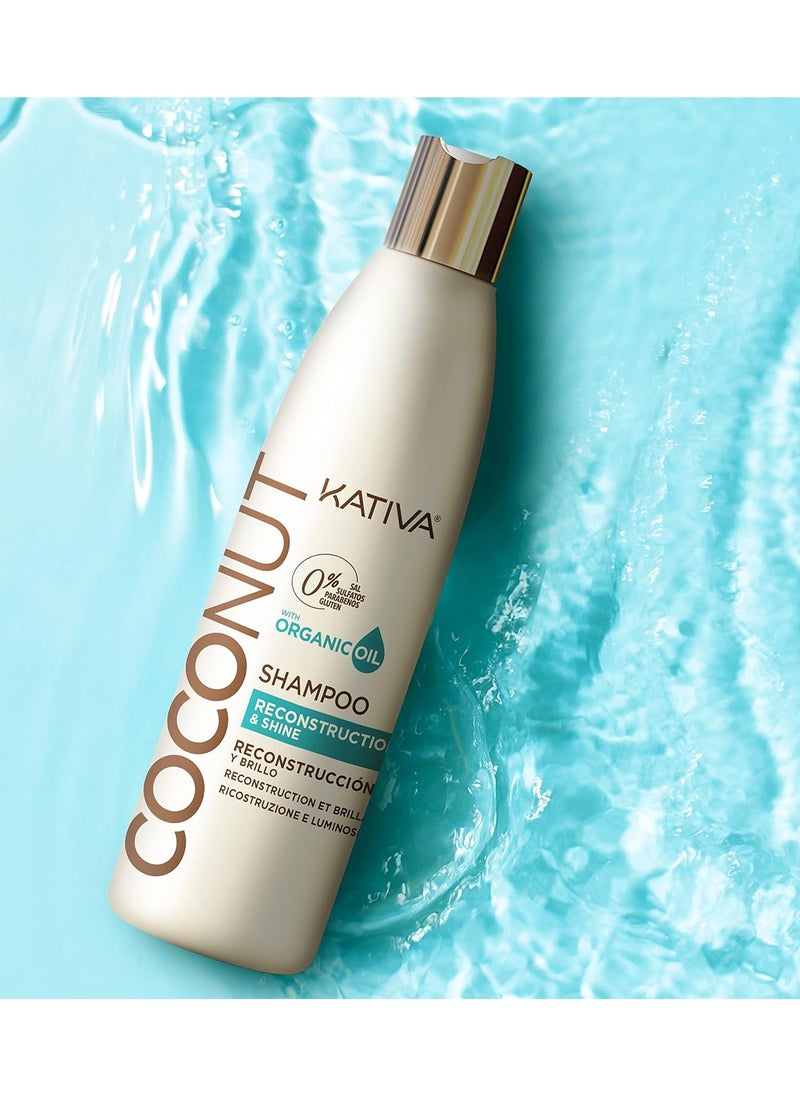 Kativa Kativa Kativa Coconut Oil Shampoo (250 ML), Kativa Coconut Line, Rebuilds and Repairs Hair, for Extremely Damaged, Sensitized, Dehydrated and Dull Hair, Salt Free, Sulfate Free, Gluten Free, Paraben Free  - Image 2