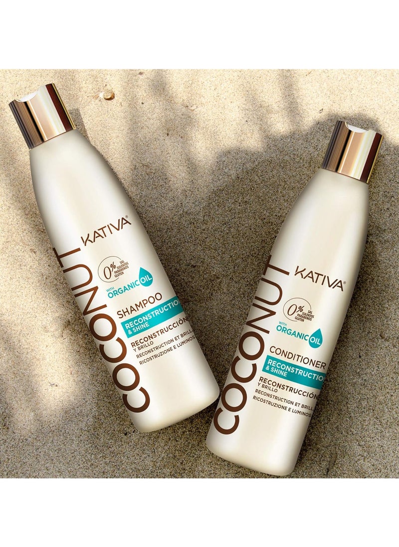 Kativa Kativa Kativa Coconut Oil Shampoo (250 ML), Kativa Coconut Line, Rebuilds and Repairs Hair, for Extremely Damaged, Sensitized, Dehydrated and Dull Hair, Salt Free, Sulfate Free, Gluten Free, Paraben Free  - Image 3
