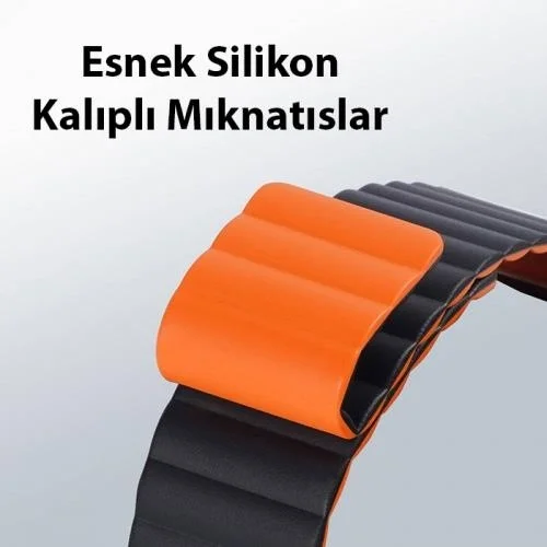 بولهاموبيل Polham Chain Style Magnetic Band Strap for Apple Watch 42-44-45MM, Ultra Comfortable Washable