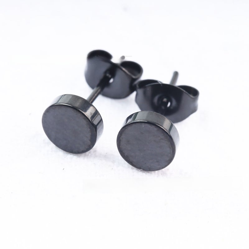 Fashion Titanium Barbell Earrings for Men and Women 6MM black one