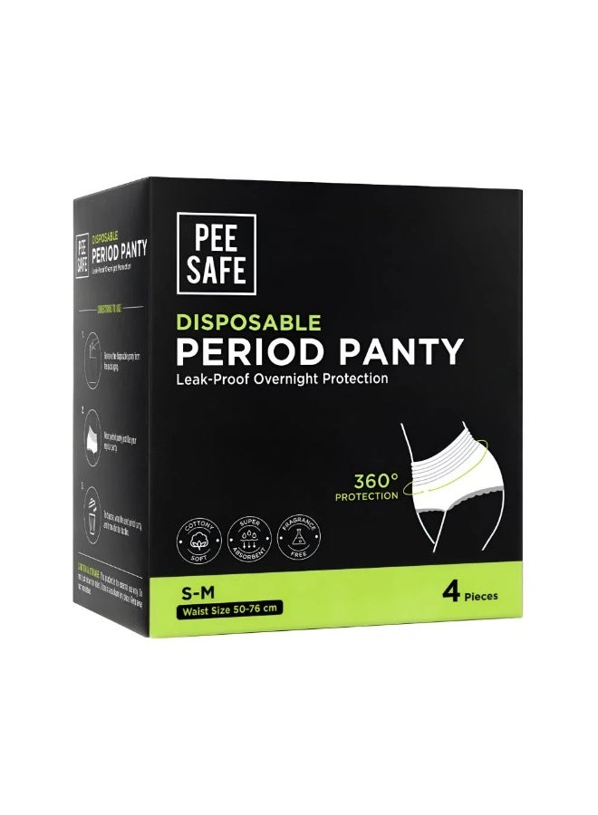 Disposable Period Panty Leak Proof Overnight Protection Size Small To Medium 4 Pieces