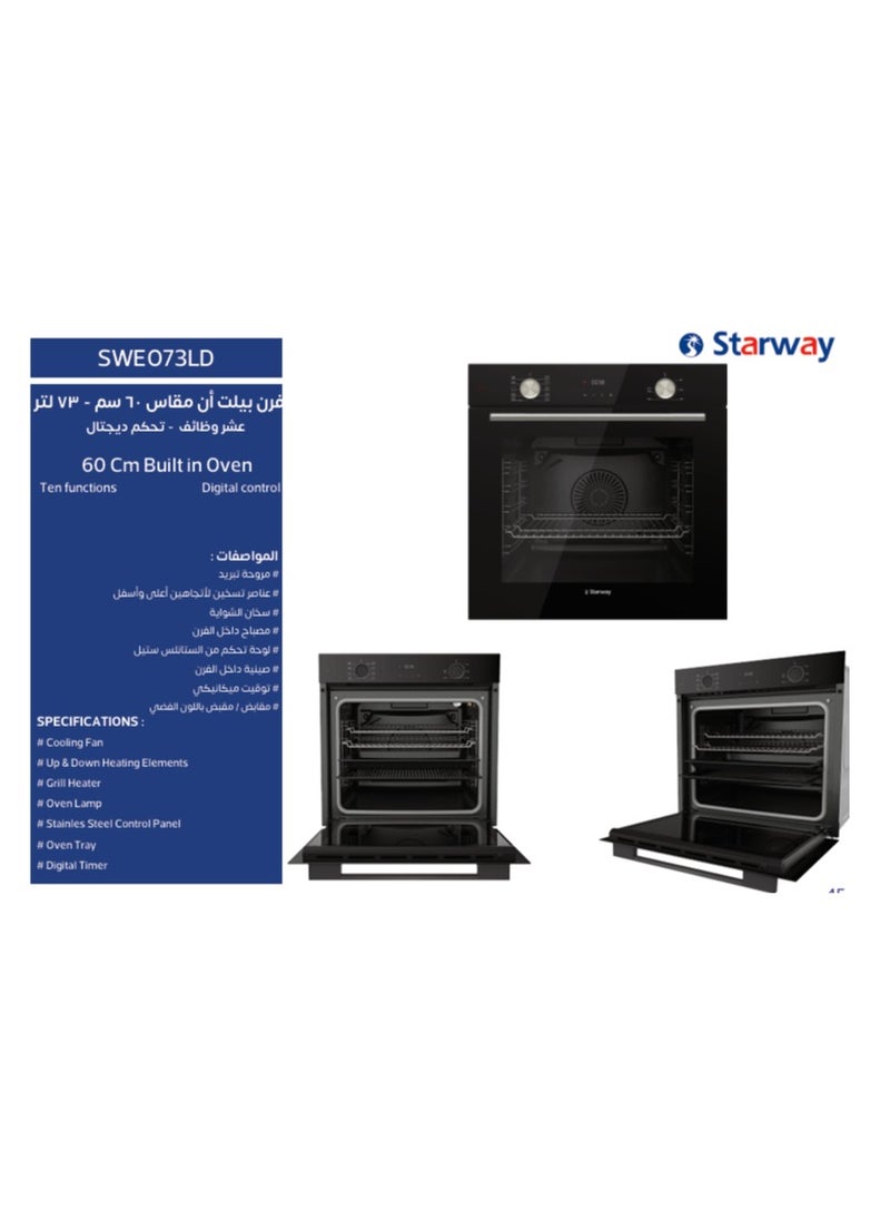 Starway Starway 73 Lt 60x60cm 10 Cooking Programs Built In Oven, Grill + Air Fryer, Up & Down Heating, Cooling Fan, Digital Control, Tray + Stand Included  - Image 2